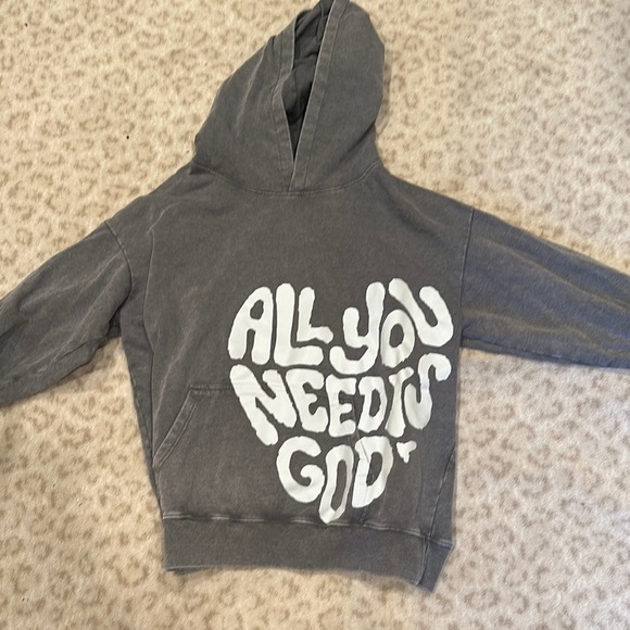 Gray Kids Hoodie with White Print - Picture 1 of 2
